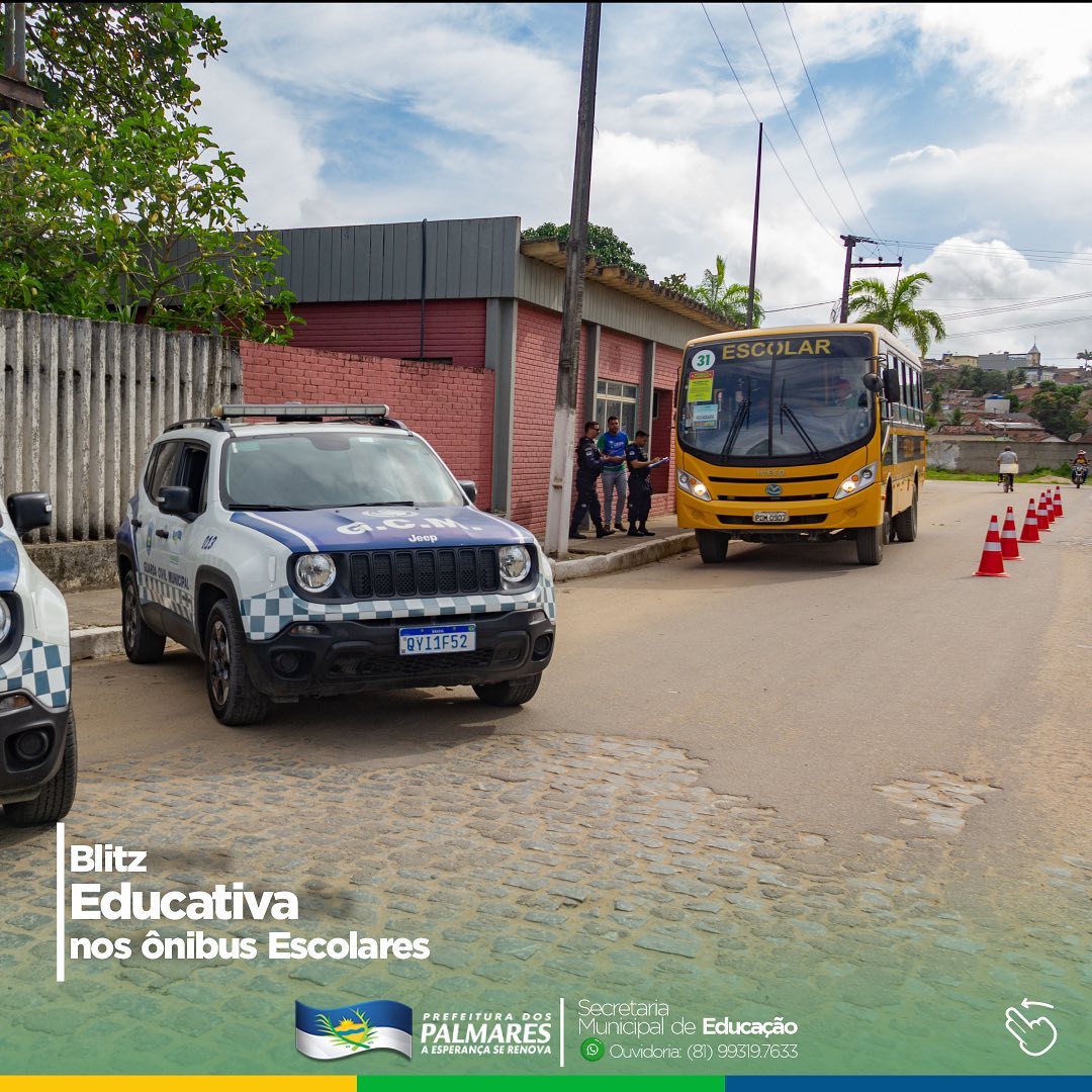 PALMARES: GUARDA CIVIL DOS PALMARES REALIZA CAMPANHA EDUCATIVA EM ÔNIBUS ESCOLARES