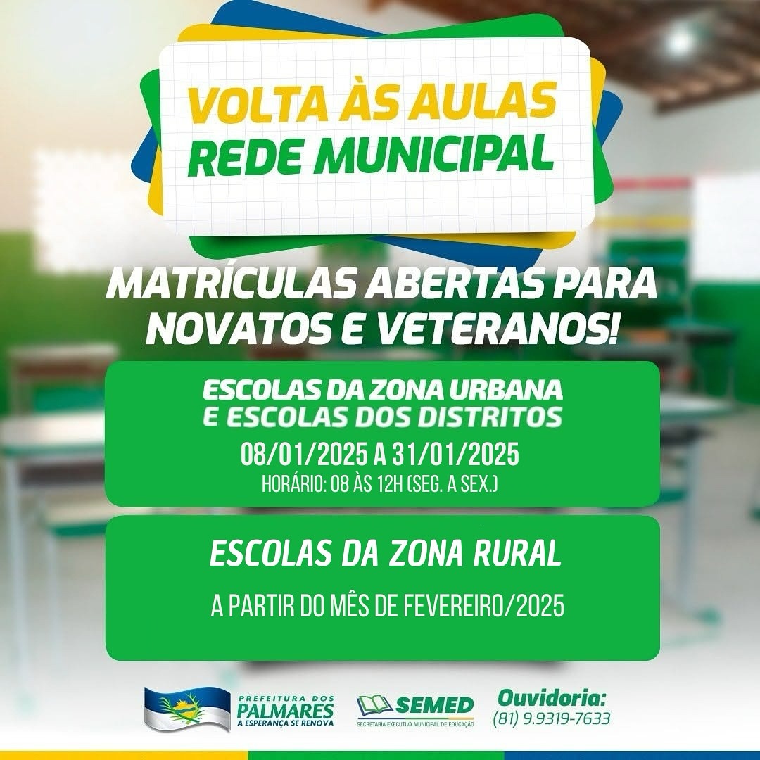 PALMARES: VOLTA ÀS AULAS NA REDE MUNICIPAL DE ENSINO 